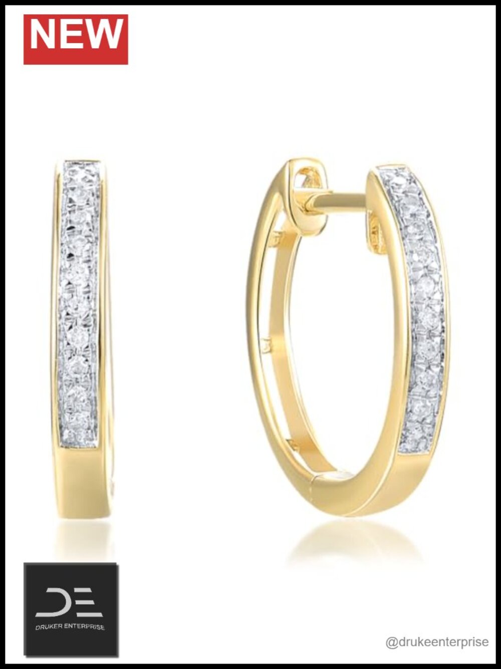 10K Solid Gold Genuine Diamond Dainty Huggie Hoop Earrings Women